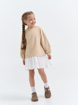 Платье с хлопковой юбкой Крем-брюле