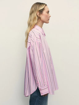 Рубашка в полоску из хлопка / Zarina фото 4