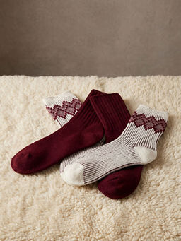 Baklava Desenli Kad?n Soket ?orap 2li