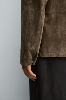 SPLIT SUEDE LEATHER OVERSHIRT - Zara фото 7
