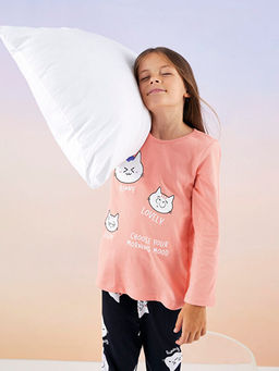 Bisiklet Yaka Bask?l? Uzun Kollu K?z ?ocuk Pijama Tak?m? - Waikiki фото 3