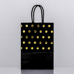 Цена за 12 шт. Пакет крафт с золотым тиснением, круглая ручка, черный, 15 х 21 х 8 см, 120 г - UPAK LAND фото 2