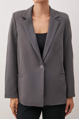Gri Regular Astar Detayl? Dokuma Blazer Ceket TWOAW20CE0316