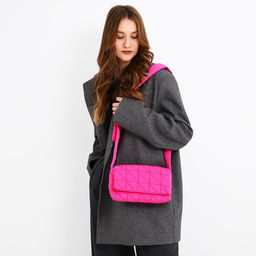 Сумка стеганная на плечо, 25*14 х 14*6 см см, отдел на молнии, цвет красный