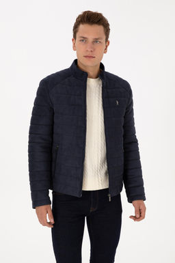 Erkek Lacivert Deri Ceket