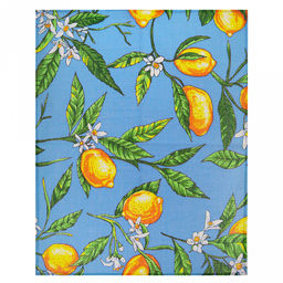 Полотенце вафельное 48х62см "Лимоны, голубой", хлопок 100%, 152гр/м2, "Домашняя мода" (Россия)