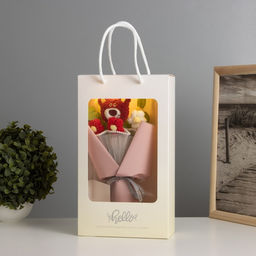 Фигурка светящаяся RISALUX «Букет. Медведь», LED-ночник, 3×AG10, 8×17×29 см