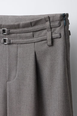 DOUBLE BELT HOUNDSTOOTH WIDE-LEG TROUSERS - Zara фото 3