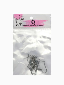 Цена за 5 шт. Швензы для сережек-крючки с бусиной (набор 5 пар), цвет серебро
