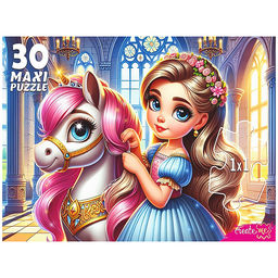 Макси-пазлы 30 "Милая принцесса с единорогом"