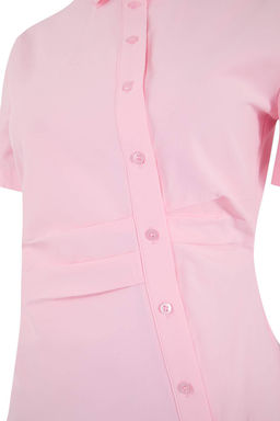 Pembe Bele Oturan Asimetrik Fitted Gomlek TWOSS26GO00054