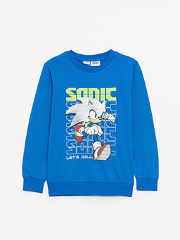 Bisiklet Yaka Sonic Bask?l? Uzun Kollu Erkek ?ocuk Ti??rt - Waikiki фото 2