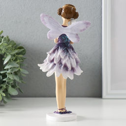Фигурка полистоун Девочка-бабочка в сиреневом платье, с птичкой на плече, 9.5?9?21 см