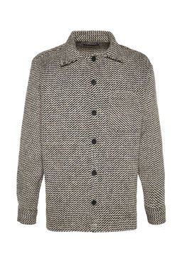 TRENDYOL MAN Siyah Unisex Regular Fit Diagonel Desenli Dokulu Kal?n K?sl?k Gomlek Ceket TMNAW24GO00070 - Trendyolmilla фото 7