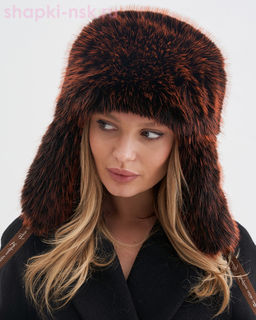 Лама экомех чернобурка Ушанка женская флис (56-58)