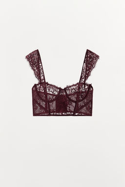 SUJETADOR AROS ENCAJE / Marr?n