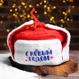 Шапка ушанка новогодняя, р-р. 56-58