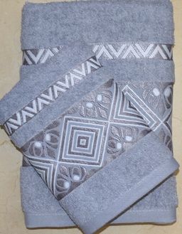 Махровое полотенце Ромбы- СЕРЫЙ 50*100 см. хлопок 100%
