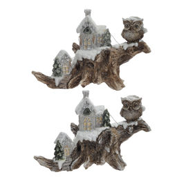 Фигурка декоративная "Зимняя композиция" с подсветкой (LR44x2,прилаг), L22 W11 H16 см, 2в.