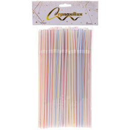 Цена за 4 шт. Трубочка для коктейля 5*210мм в наборе 100 шт полосатая