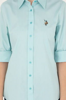 Женская мятная базовая рубашка с длинным рукавом Неожиданная скидка в корзине - U.s. polo assn фото 6