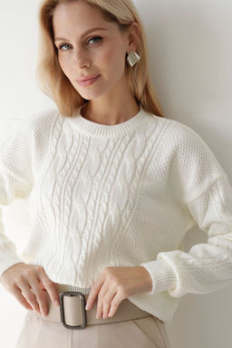 Белый джемпер с косами из хлопка и шерсти мериноса - Martichelli фото 2