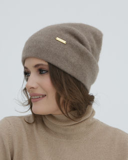 Шапка кашемировая двойная с узором UL капучино