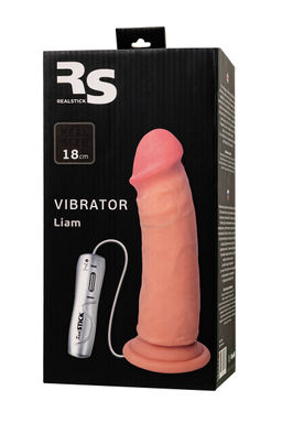 Реалистичный вибратор RealStick Elite Vibro Liam, TPR, телесный, 7 режимов вибрации, 18 см