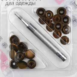 Цена за 2 шт. Кнопки установочные, Омега (О-образные), d = 13 мм, 6 шт, с установщиком, цвет антик - Арт узор фото 3