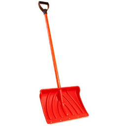 Лопата снеговая "Крепыш-2" 465*340 мм,пластик. цветная с стеклокомп.черенком и V-ручкой, d=32