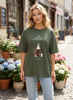 K13524 Футболка OVER SIZE (хлопок) ХАКИ