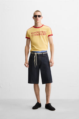 SLOGAN T-SHIRT WITH CONTRAST RIB