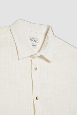 Хлопковая рубашка с длинными рукавами и воротником поло стандартного кроя - Defacto фото 8