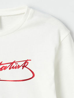 Bisiklet Yaka Atat?rk ?mza Bask?l? K?z Bebek Ti??rt - Waikiki фото 3