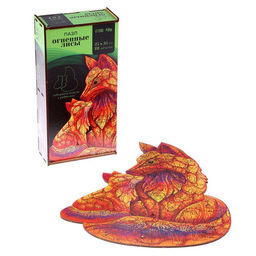 Пазл деревянный фигурный Огненные лисы, парный