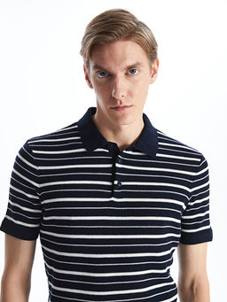 Polo Yaka K?sa Kollu ?izgili Erkek Triko Kazak