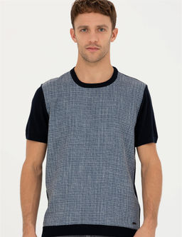 Lacivert Slim Fit Bisiklet Yaka Triko Ti__rt