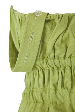 TRENDYOLMILLA Haki Keten Kar?s?ml? Genis Paca Kare Yaka Lastik Detayl? Tulum TWOSS25TU00050 фото 7