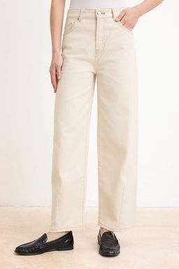 Ekru Yuksek Bel Dikis Detayl? Barrel Jeans TWOSS26JE00303 - Trendyolmilla фото 3