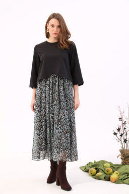 Платье NIKVA н740-12 черный+бирюзовый леопард  фото 2