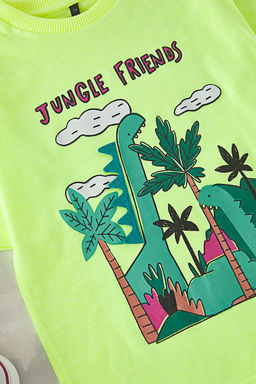 Yesil Erkek Cocuk %100 Pamuk Dinazor Bask?l? Regular Kal?p K?sa Kol Orme T-Shirt TKDSS25TS00069 - Trendyolmilla фото 2