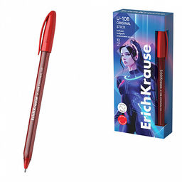 Цена за 50 шт. Ручка шариковая ErichKrause U-108 Stick Original 1.0, Ultra Glide Technology, цвет чернил красный (в коробке по 50 шт.)  фото 7