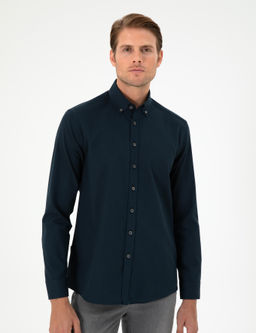 Lacivert Regular Fit Uzun Kollu G_mlek