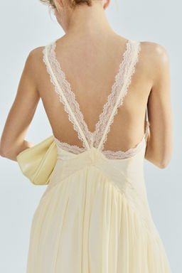 Vestido de gasa con inserciones de encaje - H&m фото 3