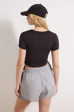 Ekru Buzgulu Baglama Detayl? Micro Kumas Orme Spor T-Shirt THMSS26TS00003 - Trendyolmilla фото 11