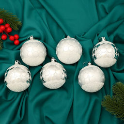 Ёлочные игрушки Сюрприз, шары новогодние, d=7 см, набор 6 шт., серебро
