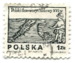 Марка Рыбак XVI век 1974 год Польша