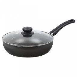 "Атлас" Сотейник с антипригарным покрытием д24см, h6,3см, s1,5мм, стеклянная крышка, бакелитовая ручка (Россия)