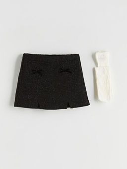 Beli Lastikli K?z ?ocuk ?ort Etek ve K?lotlu ?orap