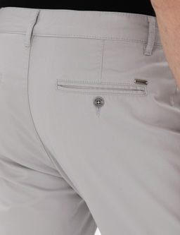 A__k Gri Slim Fit Kanvas Pantolon